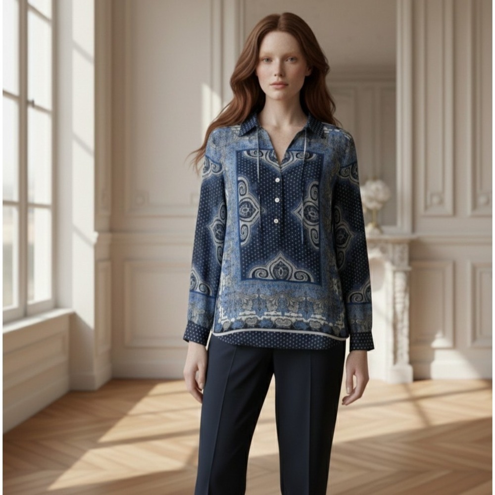 Basler Limited Edition Heritage Womens 12 Blouse Designer Top BOHO Baroque Motif